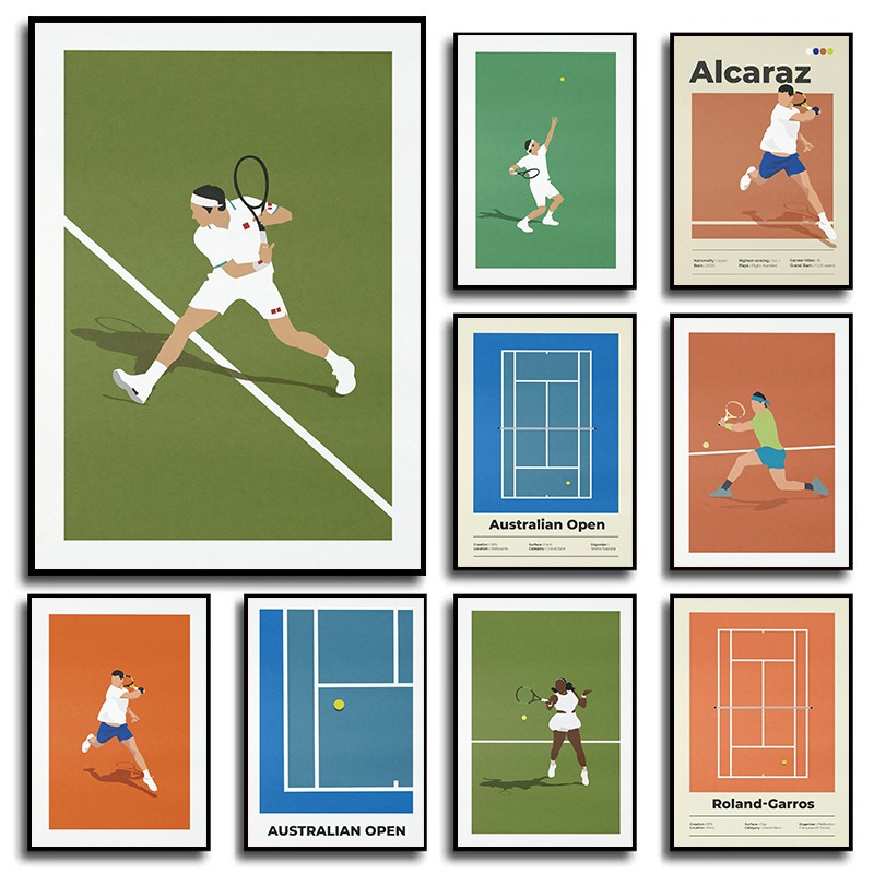 Badminton Poster - Минималистичный теннисный открытый постер, простой красочный